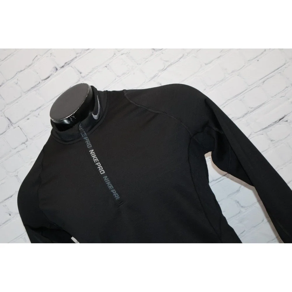 Nike Pro 1/4 Zip Shirt Mens Large Fitted Mock Neck Pullover Hyper Warm Workout